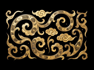 金色古典龙纹中式装饰图案