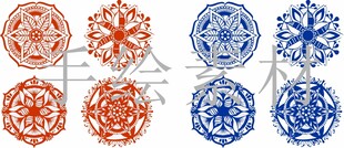 多彩雪花图案设计素材