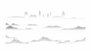 水墨风格城市山峦轮廓图