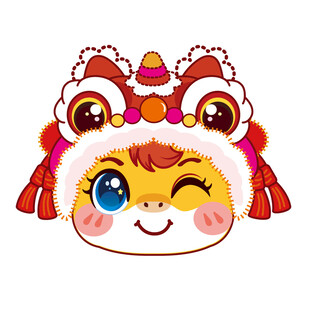 可爱小马舞狮萌娃头像