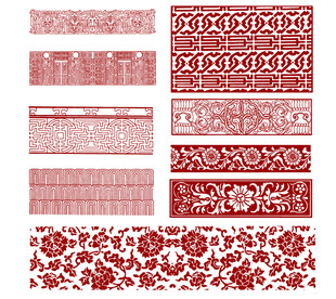 中式传统红色花纹图案集