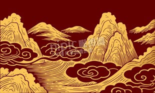 中式山水云纹古典图案