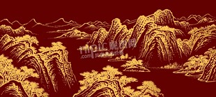 金色山峦景观装饰画