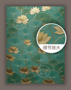 华丽传统中式古典花纹荷花图案