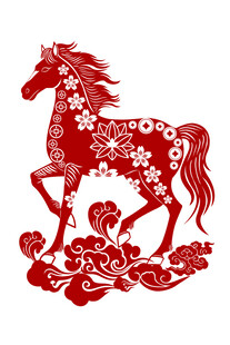 马年窗花新年马年马形象剪纸元素