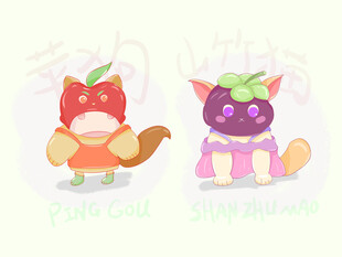 卡通水果动物插画