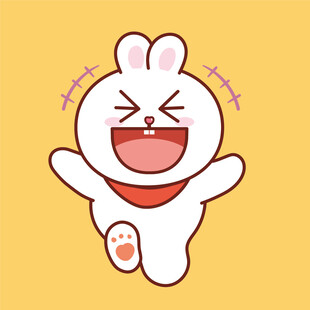 开心跳跃的卡通兔子