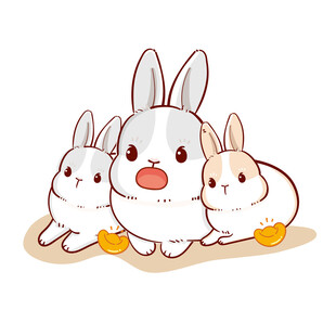 三只可爱兔子萌趣形象