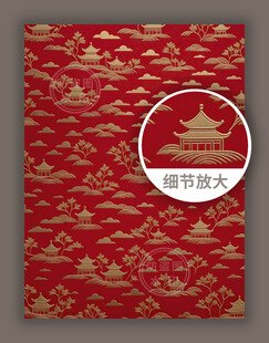 红色华丽中式古典元素花纹图案