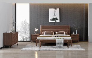 现代简约风格实木卧室床