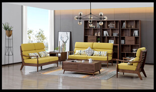 现代客厅黄色系家具布置