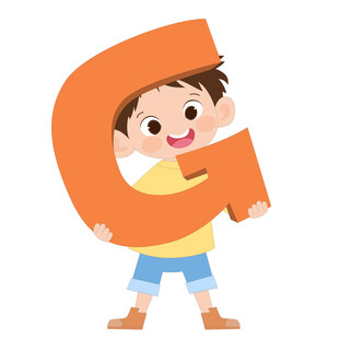 开学季英语课抱着字母G的男孩