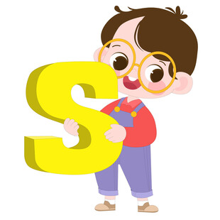 开学季英语课抱着字母S的男孩