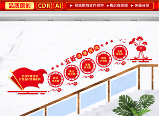 五好清廉医院楼梯文化墙
