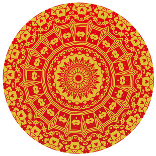 圆形红色精美花纹图案