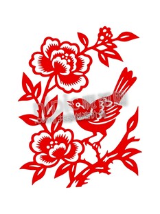 花鸟镂空窗花窗贴