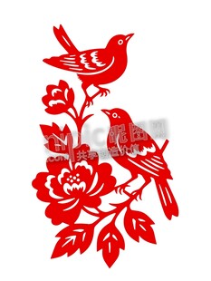 喜庆花鸟剪纸窗花