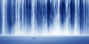 招财瀑布山水画