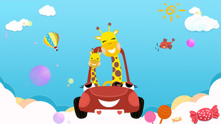 卡通动物长颈鹿背景墙