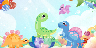 卡通恐龙儿童房背景墙