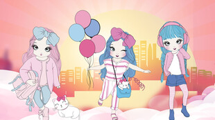 卡通儿童房美女背景墙