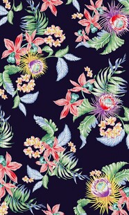 深色底多彩花卉图案