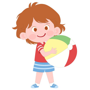 开学季体育课打彩色水球的男孩