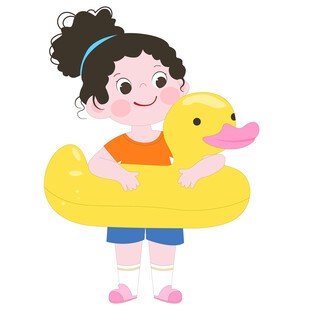 运动会体育课带救生圈学游泳女孩