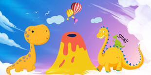 卡通恐龙背景墙