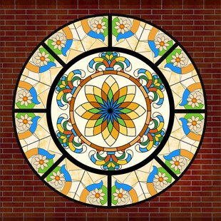 彩色圆形玻璃装饰图案