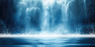 招财瀑布山水画