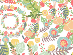 多彩花卉植物图案背景