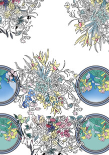 花卉与圆盘图案装饰画