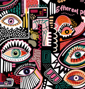 抽象多彩眼睛图案艺术画