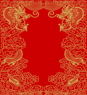 双龙腾飞矢量图