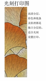 高清分层银杏叶光刻打印图