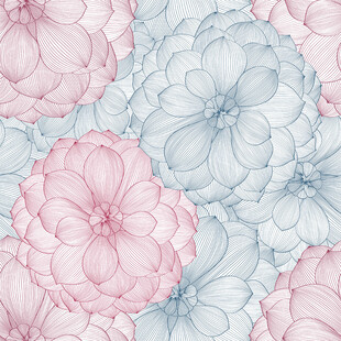 粉蓝花朵无缝图案背景