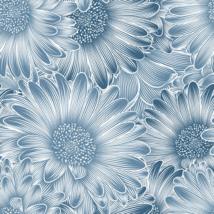 蓝调花卉无缝图案纹理