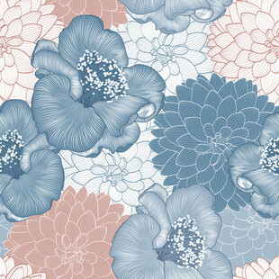 蓝粉花卉图案纹理背景