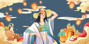 中秋月饼背景墙