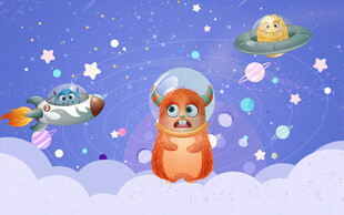 卡通太空背景墙