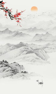 古风水墨山水背景