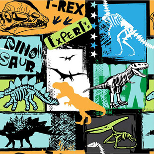服装印花矢量多彩恐龙图案