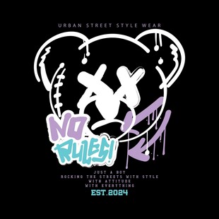 服装印花矢量潮流熊猫潮牌设计