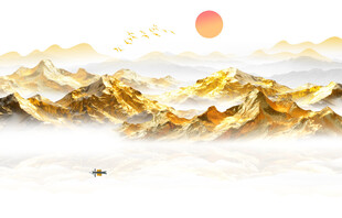 金箔山水画素材-金箔山水画图片-金箔山水画设计模板-昵图网