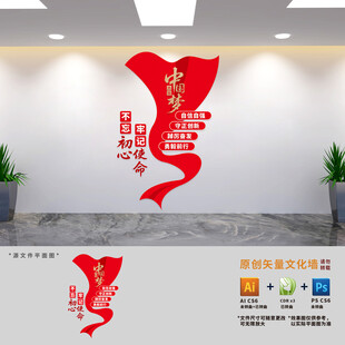 竖版不忘初心牢记使命文化墙