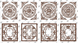 中式雕花窗花矢量图