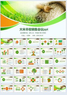 水稻农田农业种植大米PPT模板