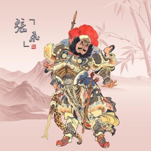 传统风格张飞形象插画