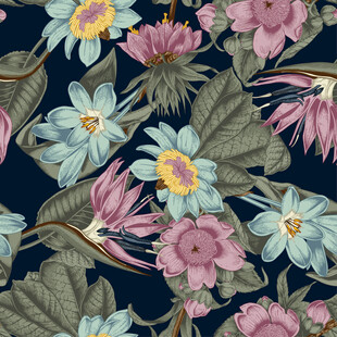 复古花卉图案四方连续典雅浪漫风